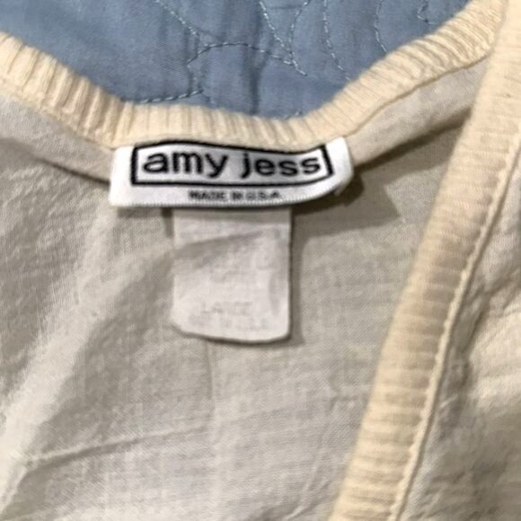 Amy Jess Womens Large Cream Floral Applique V-Neck Pullover Top With 3/4 Sleeves - Picture 2 of 10